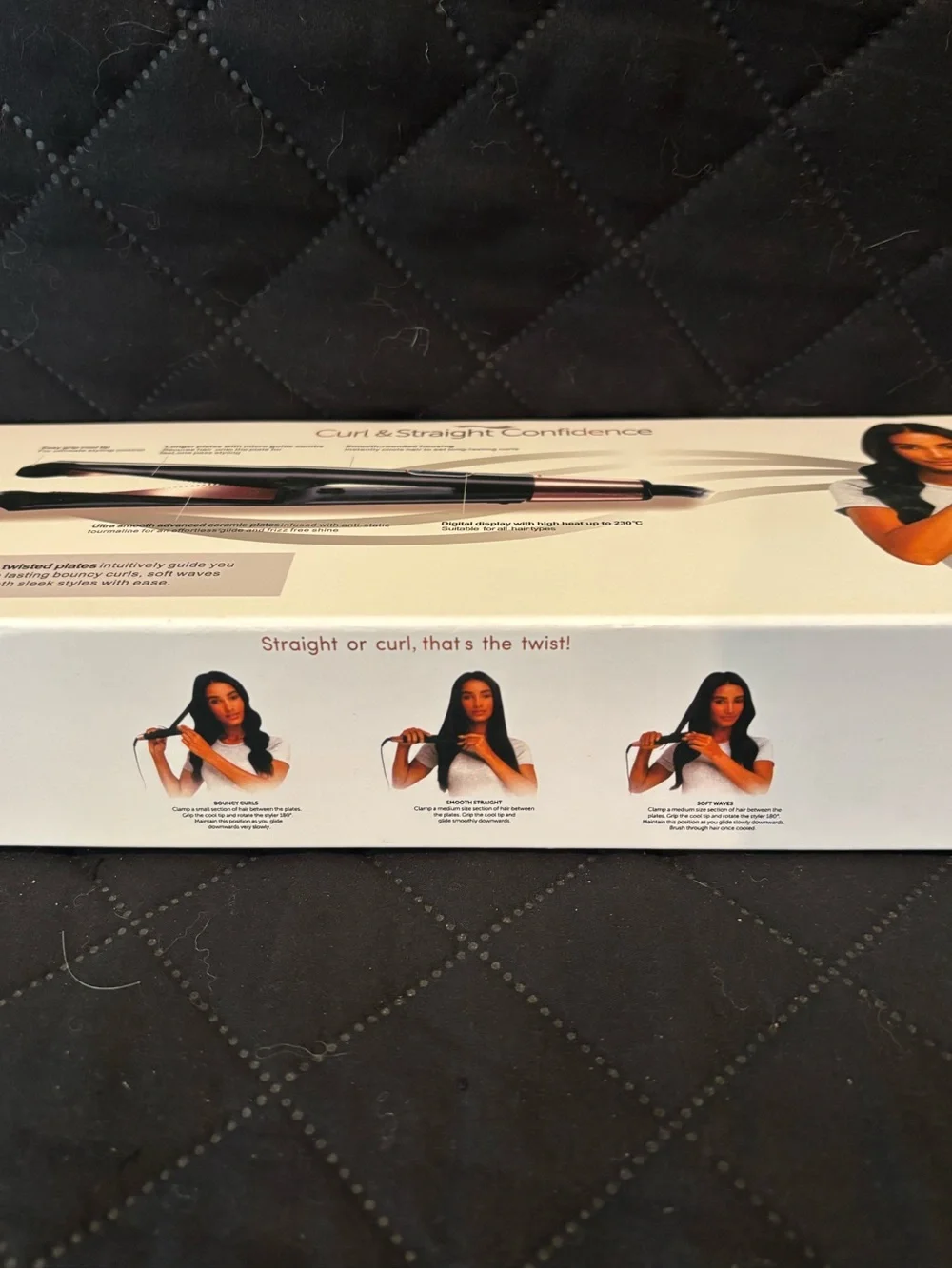 Curl & straight Confidence 2-in-1 Hair Styler in Black and Rose Gold